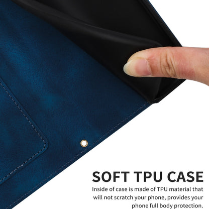 For iPhone 16e Floral Pattern Leather Phone Case with Lanyard(Dark Blue) by bashfashion