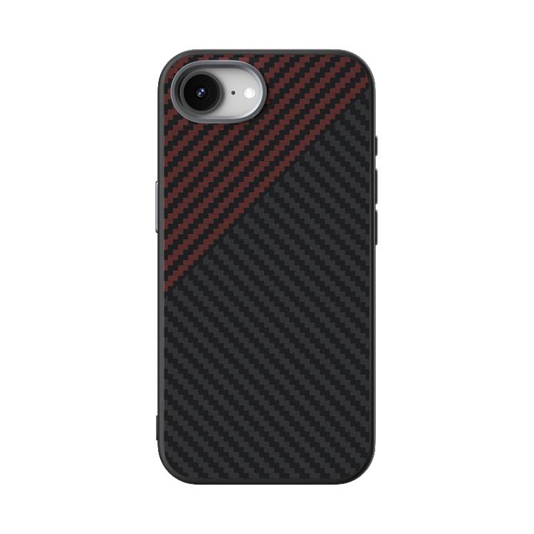 For iPhone 16e ABEEL C Carbon Fiber Series 6D Micro Relief MagSafe Phone Case(Black Red) by bashfashion