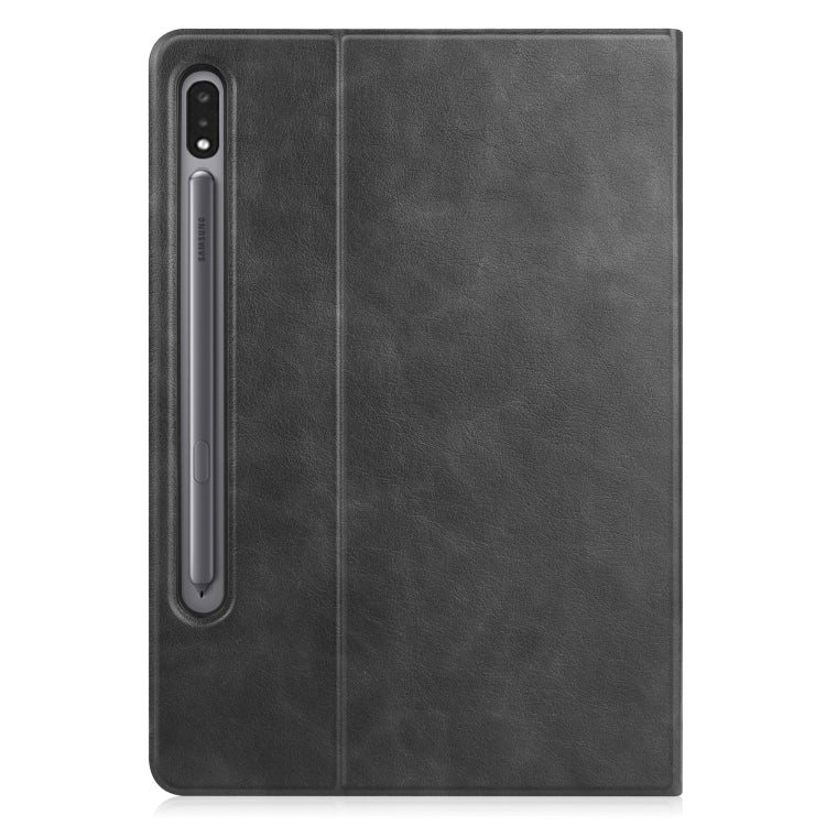 For Samsung Galaxy Tab S8 / Galaxy Tab S7 (2020) T870 Cowhide Texture TPU Tablet Horizontal Flip Leather Case with Holder & Sleep / Wake-Up Function & Pen Slot(Black) by bashfashion