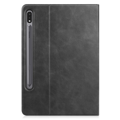 For Samsung Galaxy Tab S8 / Galaxy Tab S7 (2020) T870 Cowhide Texture TPU Tablet Horizontal Flip Leather Case with Holder & Sleep / Wake-Up Function & Pen Slot(Black) by bashfashion