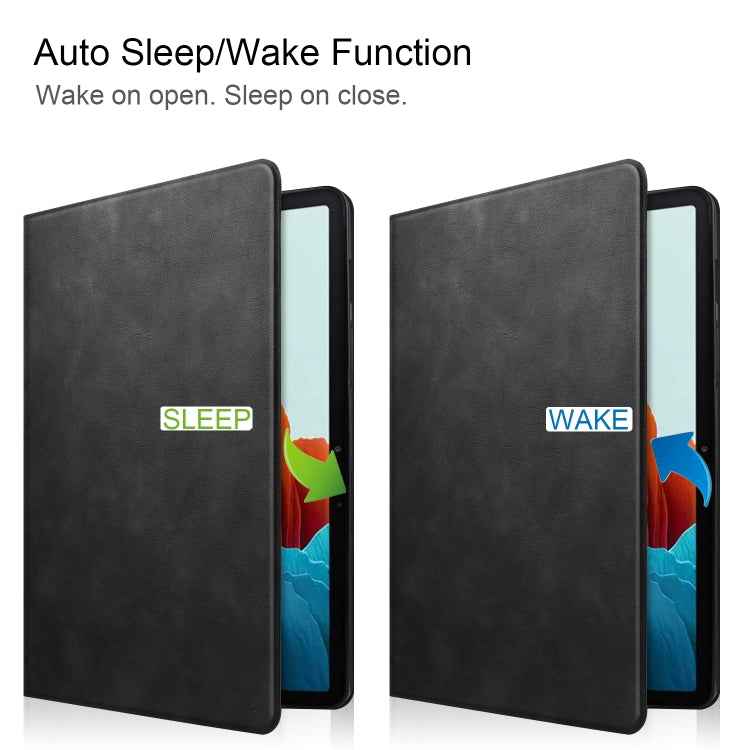 For Samsung Galaxy Tab S8 / Galaxy Tab S7 (2020) T870 Cowhide Texture TPU Tablet Horizontal Flip Leather Case with Holder & Sleep / Wake-Up Function & Pen Slot(Black) by bashfashion