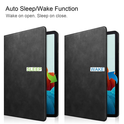 For Samsung Galaxy Tab S8 / Galaxy Tab S7 (2020) T870 Cowhide Texture TPU Tablet Horizontal Flip Leather Case with Holder & Sleep / Wake-Up Function & Pen Slot(Black) by bashfashion