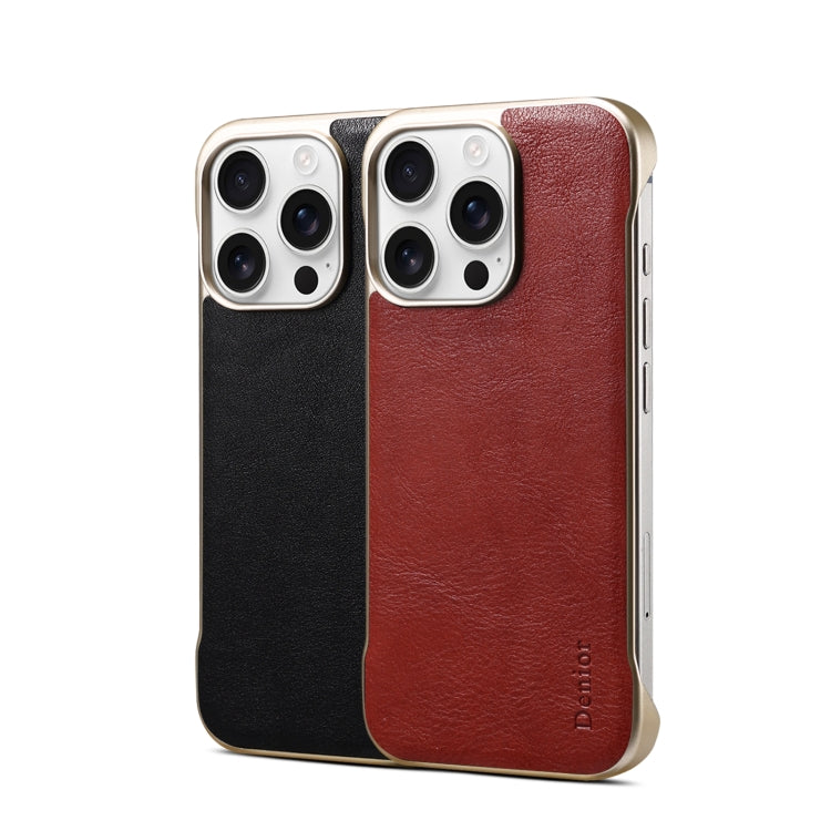 For iPhone 13 Denior MagSafe Genuine Leather Calf Texture Phone Case(Red) by Denior