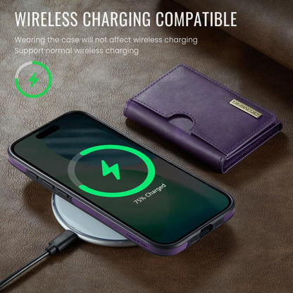 For iPhone Air DG.MING M6 Series RFID Tri-fold Card Bag Removable Leather Phone Case(Purple) by DG.MING