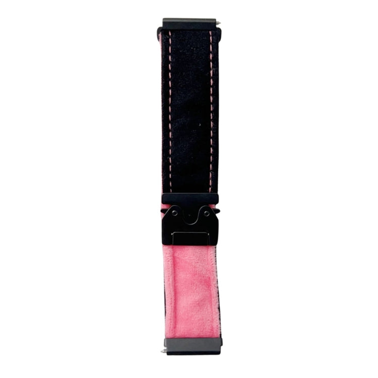 For Samsung Galaxy Watch 7 / 6 / 5 Snap Button Brushed Plush Watch Band(Black Pink) by bashfashion