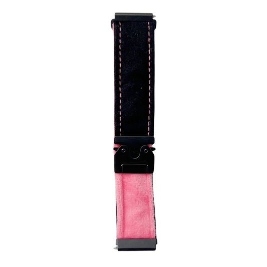 For Samsung Galaxy Watch 7 / 6 / 5 Snap Button Brushed Plush Watch Band(Black Pink) by bashfashion