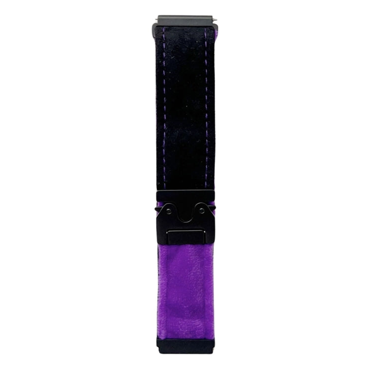 For Samsung Galaxy Watch 7 / 6 / 5 Snap Button Brushed Plush Watch Band(Black Purple) by bashfashion