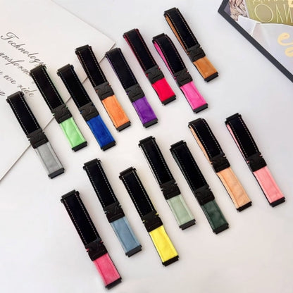 For Samsung Galaxy Watch 7 / 6 / 5 Snap Button Brushed Plush Watch Band(Black Yellow) by bashfashion