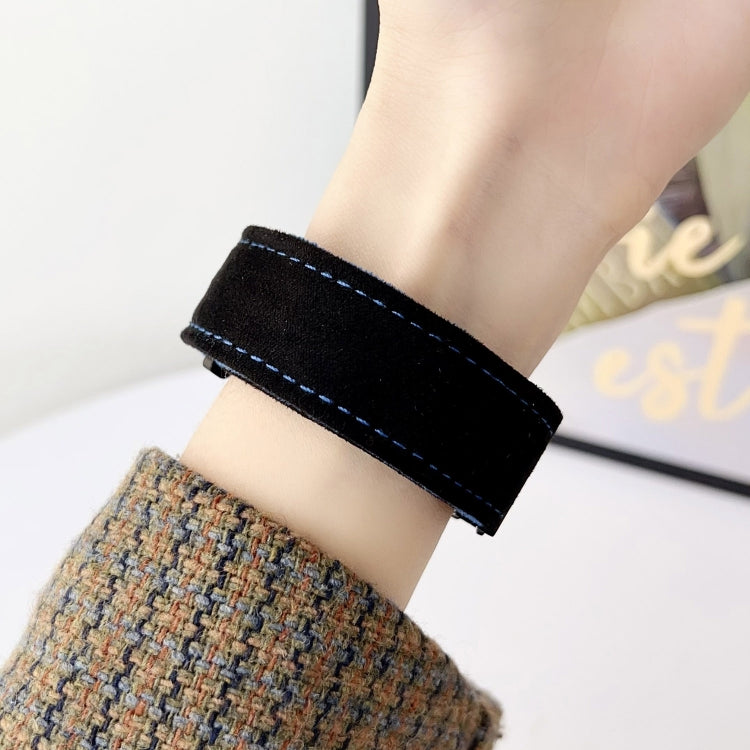 For Samsung Galaxy Watch 7 / 6 / 5 Snap Button Brushed Plush Watch Band(Black Peach) by bashfashion