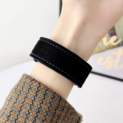 For Samsung Galaxy Watch 7 / 6 / 5 Snap Button Brushed Plush Watch Band(Black Pink) by bashfashion