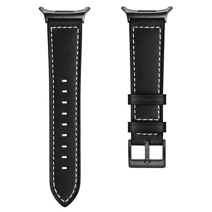 For Samsung Galaxy Watch Ultra 47mm / Ultra 2025 Black Buckle Genuine Leather Watch Band(Black) by bashfashion