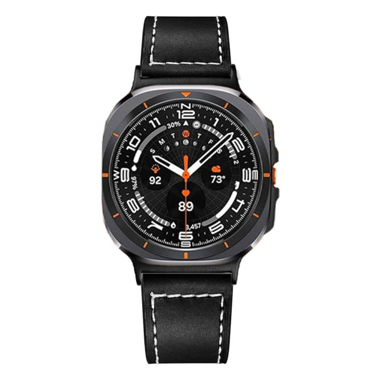 For Samsung Galaxy Watch Ultra 47mm / Ultra 2025 Black Buckle Genuine Leather Watch Band(Black) by bashfashion