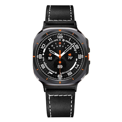 For Samsung Galaxy Watch Ultra 47mm / Ultra 2025 Black Buckle Genuine Leather Watch Band(Black) by bashfashion