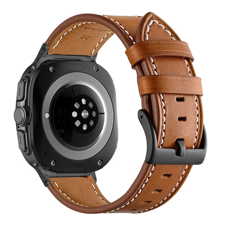 For Samsung Galaxy Watch Ultra 47mm / Ultra 2025 Black Buckle Genuine Leather Watch Band(Brown) by bashfashion