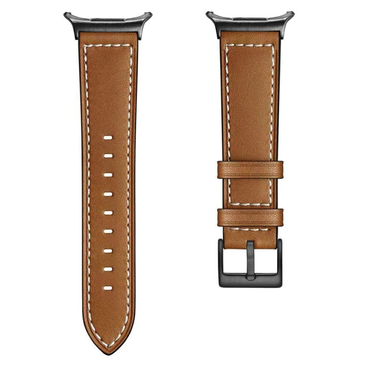 For Samsung Galaxy Watch Ultra 47mm / Ultra 2025 Black Buckle Genuine Leather Watch Band(Brown) by bashfashion