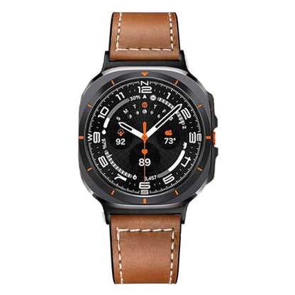 For Samsung Galaxy Watch Ultra 47mm / Ultra 2025 Black Buckle Genuine Leather Watch Band(Brown) by bashfashion