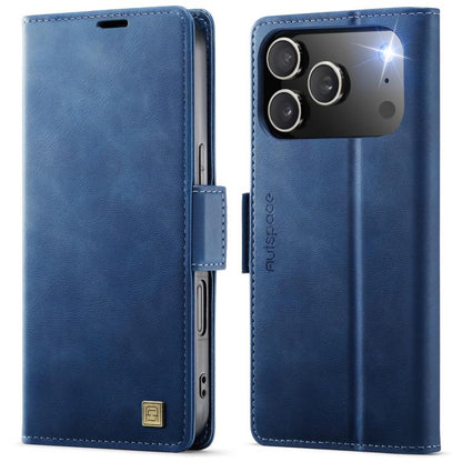 For iPhone 17 Pro Max AutSpace A11 Side Buckle MagSafe Magnetic RFID Phone Leather Case(Blue) by AutSpace