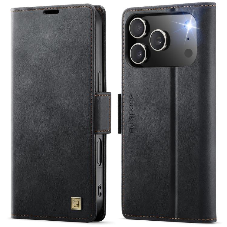 For iPhone 17 Pro AutSpace A11 Side Buckle MagSafe Magnetic RFID Phone Leather Case(Black) by AutSpace