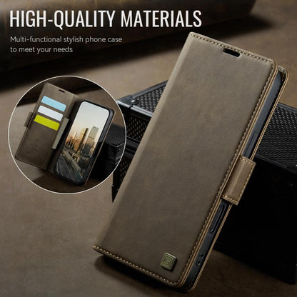 For iPhone 17 Pro AutSpace A11 Side Buckle MagSafe Magnetic RFID Phone Leather Case(Coffee) by AutSpace