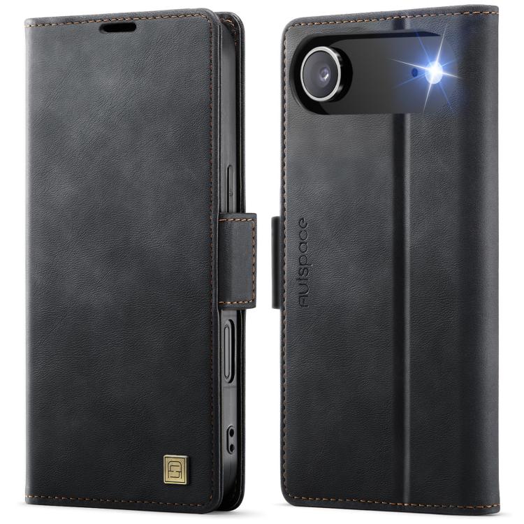 For iPhone Air AutSpace A11 Side Buckle MagSafe Magnetic RFID Phone Leather Case(Black) by AutSpace