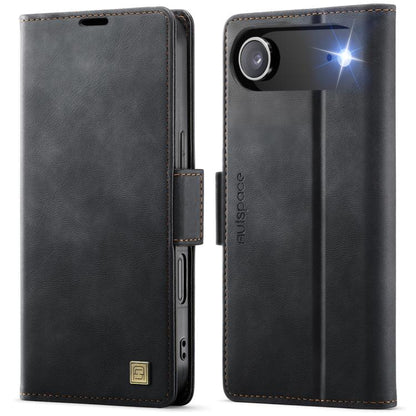 For iPhone Air AutSpace A11 Side Buckle MagSafe Magnetic RFID Phone Leather Case(Black) by AutSpace