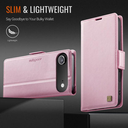 For iPhone Air AutSpace A11 Side Buckle MagSafe Magnetic RFID Phone Leather Case(Rose Gold) by AutSpace