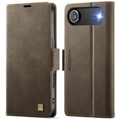 For iPhone Air AutSpace A11 Side Buckle MagSafe Magnetic RFID Phone Leather Case(Coffee) by AutSpace