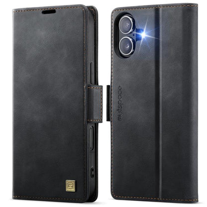 For iPhone 17 AutSpace A11 Side Buckle MagSafe Magnetic RFID Phone Leather Case(Black) by AutSpace