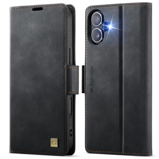 For iPhone 17 AutSpace A11 Side Buckle MagSafe Magnetic RFID Phone Leather Case(Black) by AutSpace