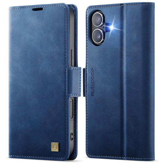 For iPhone 17 AutSpace A11 Side Buckle MagSafe Magnetic RFID Phone Leather Case(Blue) by AutSpace