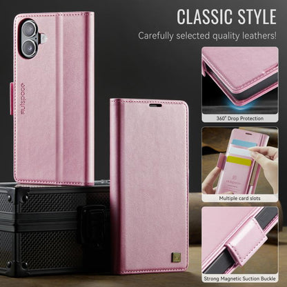 For iPhone 17 AutSpace A11 Side Buckle MagSafe Magnetic RFID Phone Leather Case(Rose Gold) by AutSpace