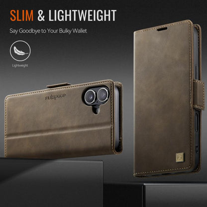 For iPhone 17 AutSpace A11 Side Buckle MagSafe Magnetic RFID Phone Leather Case(Coffee) by AutSpace