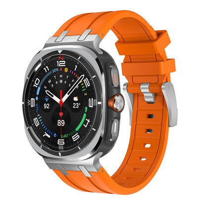 For Samsung Galaxy Watch Ultra 47mm / Ultra 2025 AP Series Liquid Silicone Watch Band(Silver Orange) by bashfashion