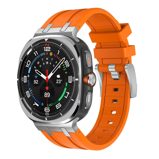 For Samsung Galaxy Watch Ultra 47mm / Ultra 2025 AP Series Liquid Silicone Watch Band(Silver Orange) by bashfashion