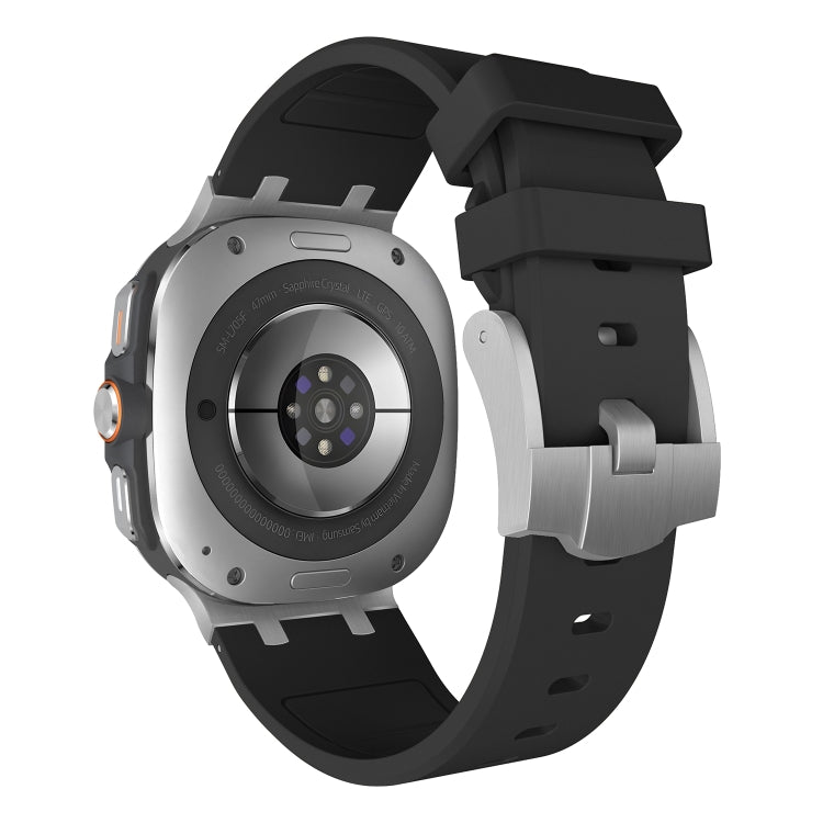 For Samsung Galaxy Watch Ultra 47mm / Ultra 2025 AP Series Liquid Silicone Watch Band(Silver Black) by bashfashion