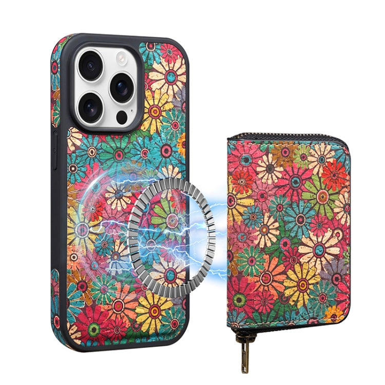 For iPhone 15 Pro Denior D23 MagSafe Detachable Zipper Wallet Holder Phone Case(Green) by Denior