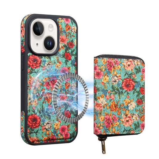 For iPhone 15 Plus Denior D23 MagSafe Detachable Zipper Wallet Holder Phone Case(Blue) by Denior