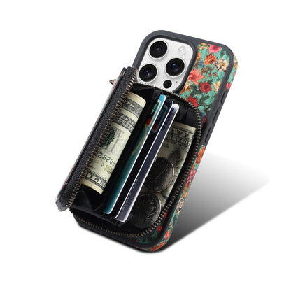 For iPhone 15 Plus Denior D23 MagSafe Detachable Zipper Wallet Holder Phone Case(Blue) by Denior