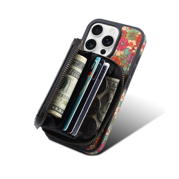 For iPhone 15 Denior D23 MagSafe Detachable Zipper Wallet Holder Phone Case(Red) by Denior