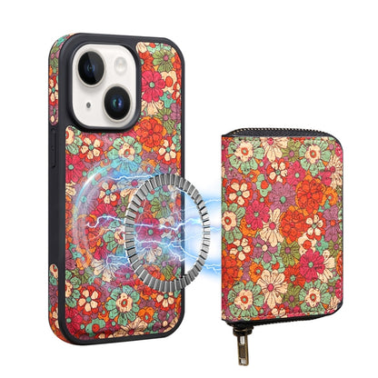 For iPhone 14 Plus Denior D23 MagSafe Detachable Zipper Wallet Holder Phone Case(Red) by Denior