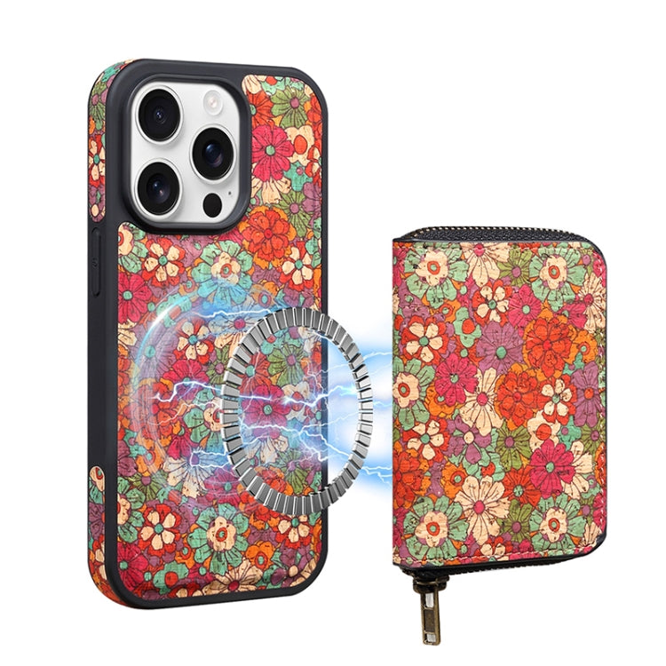 For iPhone 14 Pro Max Denior D23 MagSafe Detachable Zipper Wallet Holder Phone Case(Red) by Denior