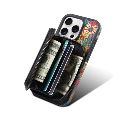 For iPhone 12 Pro Denior D23 MagSafe Detachable Zipper Wallet Holder Phone Case(Green) by Denior