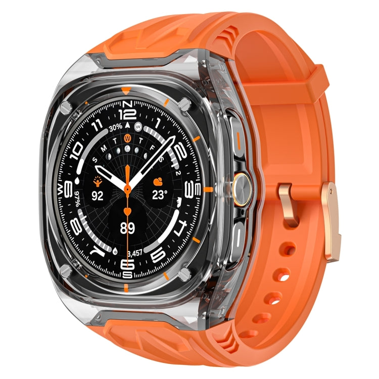 For Samsung Galaxy Watch Ultra 47mm / Ultra 2025 Modified PC Hybrid TPU Watch Case Band(Orange Clear Black) by bashfashion