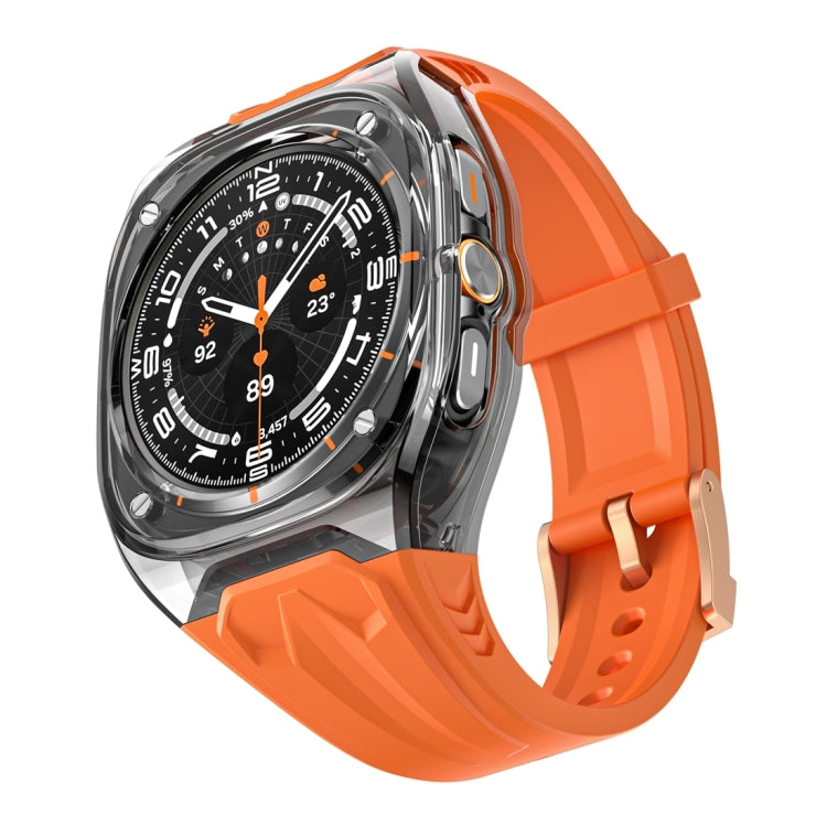 For Samsung Galaxy Watch Ultra 47mm / Ultra 2025 Modified PC Hybrid TPU Watch Case Band(Orange Clear Black) by bashfashion