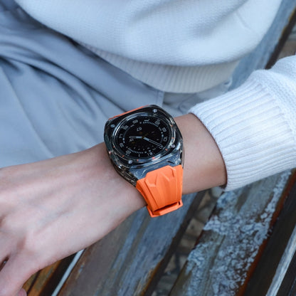 For Samsung Galaxy Watch Ultra 47mm / Ultra 2025 Modified PC Hybrid TPU Watch Case Band(Orange Clear Black) by bashfashion