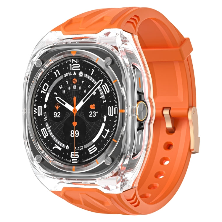 For Samsung Galaxy Watch Ultra 47mm / Ultra 2025 Modified PC Hybrid TPU Watch Case Band(Orange Transparent) by bashfashion