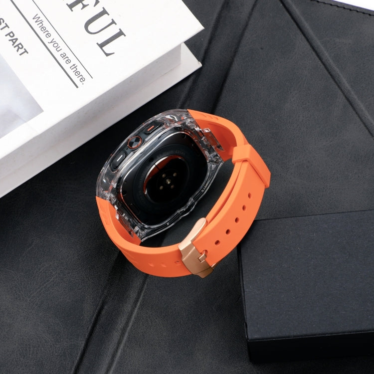 For Samsung Galaxy Watch Ultra 47mm / Ultra 2025 Modified PC Hybrid TPU Watch Case Band(Orange Transparent) by bashfashion