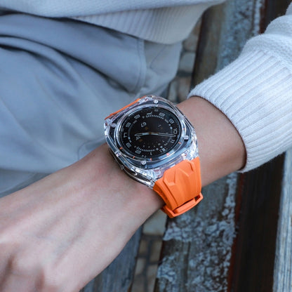 For Samsung Galaxy Watch Ultra 47mm / Ultra 2025 Modified PC Hybrid TPU Watch Case Band(Orange Transparent) by bashfashion