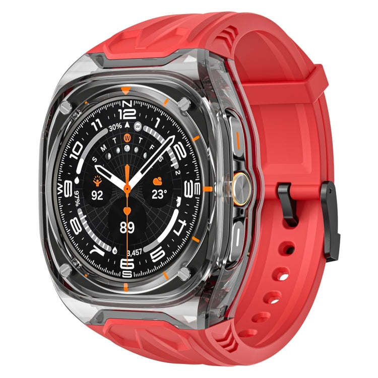 For Samsung Galaxy Watch Ultra 47mm / Ultra 2025 Modified PC Hybrid TPU Watch Case Band(Red Clear Black) by bashfashion