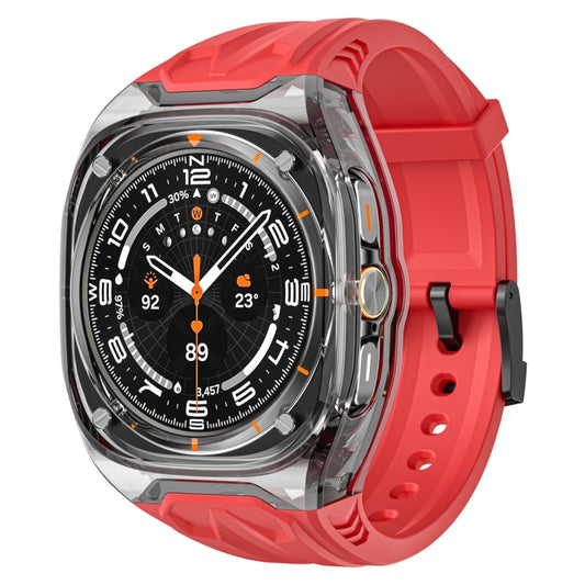 For Samsung Galaxy Watch Ultra 47mm / Ultra 2025 Modified PC Hybrid TPU Watch Case Band(Red Clear Black) by bashfashion
